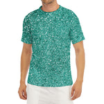 Teal (NOT Real) Glitter Print Men's Short Sleeve Rash Guard