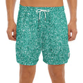 Teal (NOT Real) Glitter Print Men's Split Running Shorts