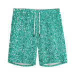 Teal (NOT Real) Glitter Print Men's Sports Shorts