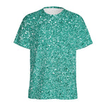 Teal (NOT Real) Glitter Print Men's Sports T-Shirt