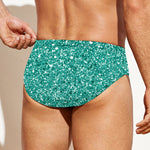 Teal (NOT Real) Glitter Print Men's Swim Briefs