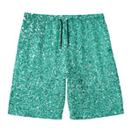 Teal (NOT Real) Glitter Print Men's Swim Trunks