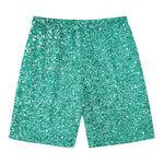 Teal (NOT Real) Glitter Print Men's Swim Trunks
