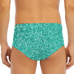Teal (NOT Real) Glitter Print Men's Triangle Swim Briefs