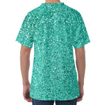 Teal (NOT Real) Glitter Print Men's Velvet T-Shirt