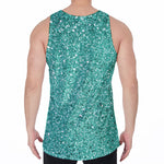 Teal (NOT Real) Glitter Print Men's Velvet Tank Top