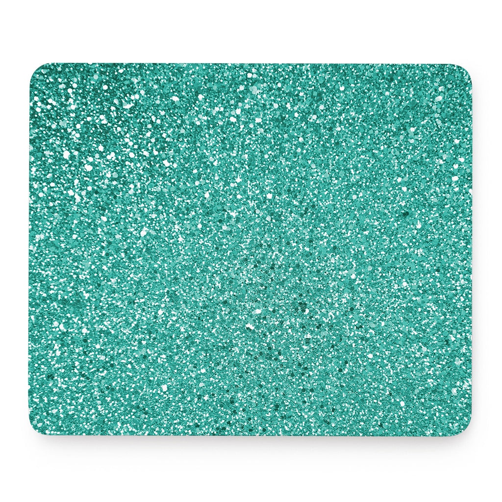 Teal (NOT Real) Glitter Print Mouse Pad