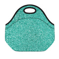 Teal (NOT Real) Glitter Print Neoprene Lunch Bag