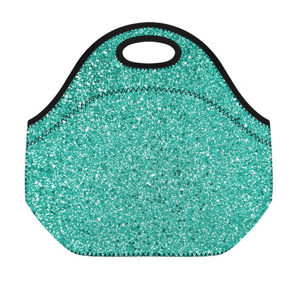 Teal (NOT Real) Glitter Print Neoprene Lunch Bag