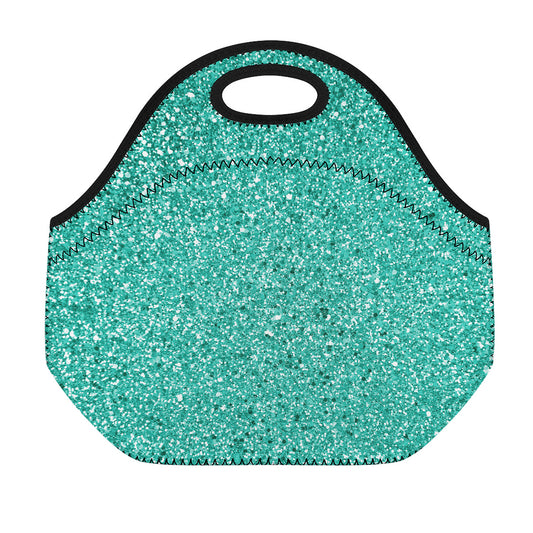 Teal (NOT Real) Glitter Print Neoprene Lunch Bag