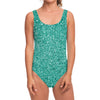 Teal (NOT Real) Glitter Print One Piece Swimsuit