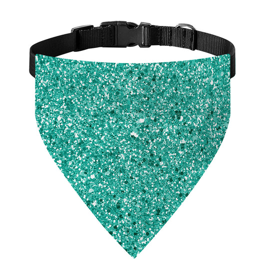 Teal (NOT Real) Glitter Print Over The Collar Dog Bandana