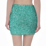 Teal (NOT Real) Glitter Print Pencil Mini Skirt