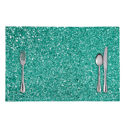 Teal (NOT Real) Glitter Print Placemat