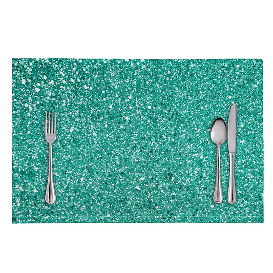 Teal (NOT Real) Glitter Print Placemat