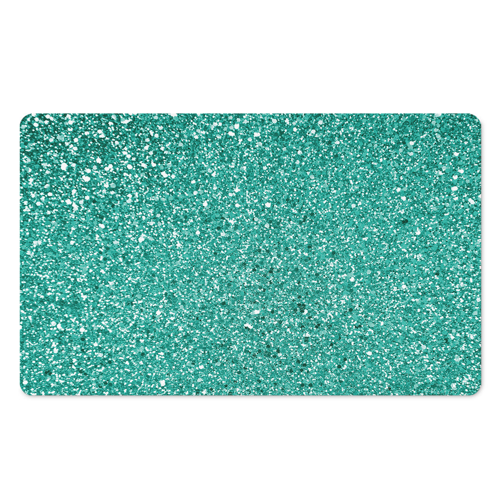 Teal (NOT Real) Glitter Print Polyester Doormat