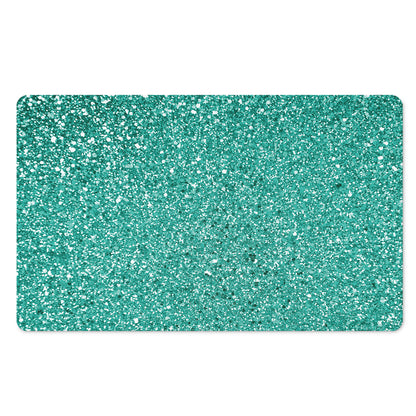 Teal (NOT Real) Glitter Print Polyester Doormat