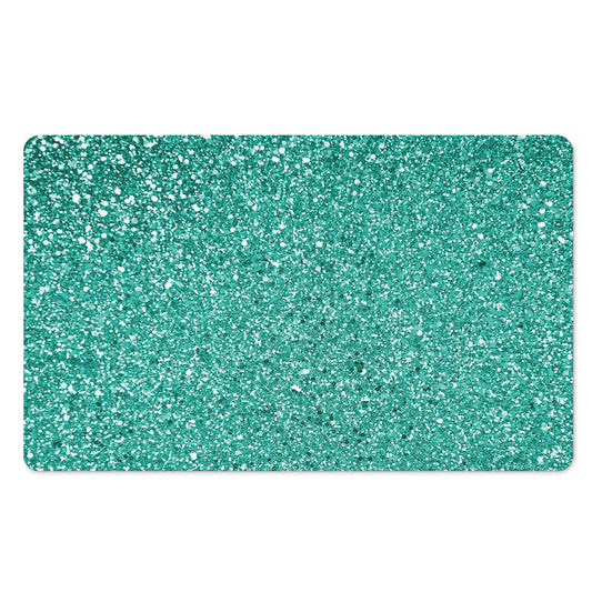 Teal (NOT Real) Glitter Print Polyester Doormat