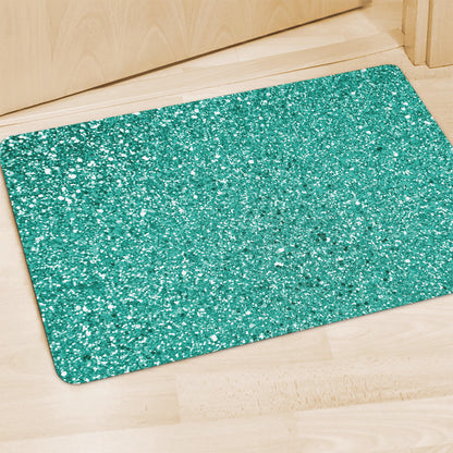 Teal (NOT Real) Glitter Print Polyester Doormat