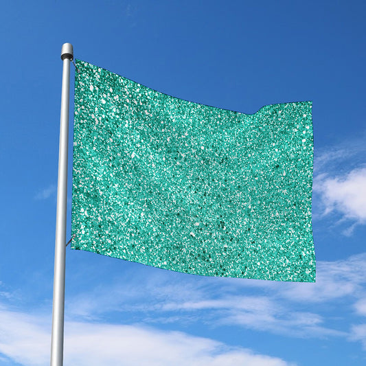 Teal (NOT Real) Glitter Print Polyester Flag