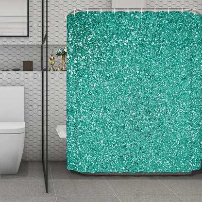 Teal (NOT Real) Glitter Print Polyester Shower Curtain