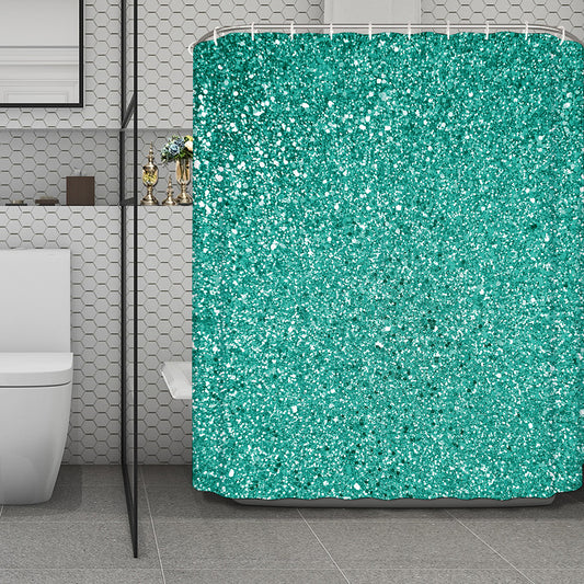 Teal (NOT Real) Glitter Print Polyester Shower Curtain