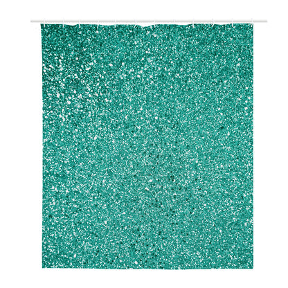 Teal (NOT Real) Glitter Print Polyester Shower Curtain