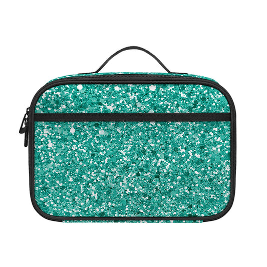 Teal (NOT Real) Glitter Print Portable Lunch Bag