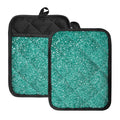 Teal (NOT Real) Glitter Print Pot Holders With Pocket