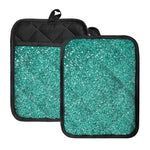 Teal (NOT Real) Glitter Print Pot Holders With Pocket