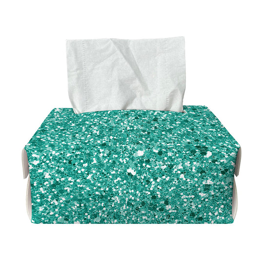 Teal (NOT Real) Glitter Print Rectangle Tissue Box Cover