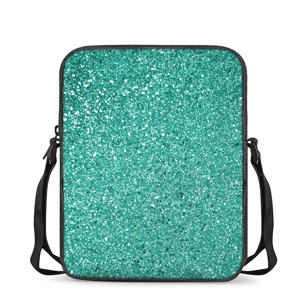 Teal (NOT Real) Glitter Print Rectangular Crossbody Bag