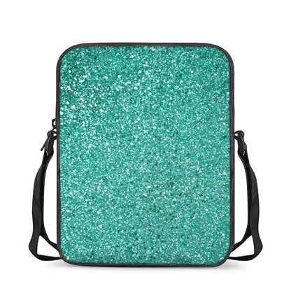 Teal (NOT Real) Glitter Print Rectangular Crossbody Bag