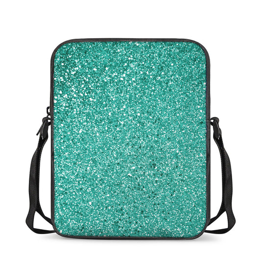 Teal (NOT Real) Glitter Print Rectangular Crossbody Bag