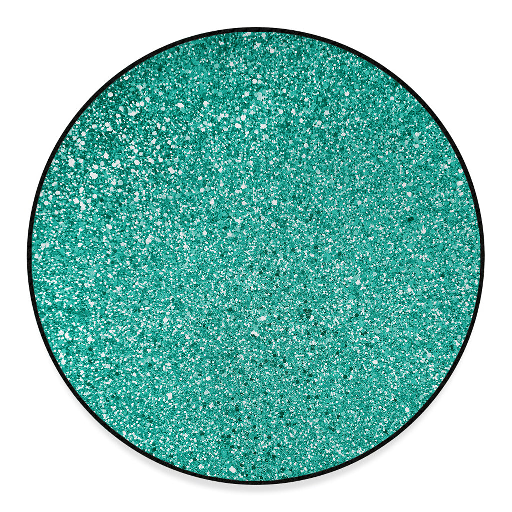 Teal (NOT Real) Glitter Print Round Floor Mat