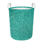 Teal (NOT Real) Glitter Print Round Laundry Basket