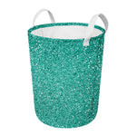 Teal (NOT Real) Glitter Print Round Laundry Basket