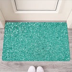 Teal (NOT Real) Glitter Print Rubber Doormat