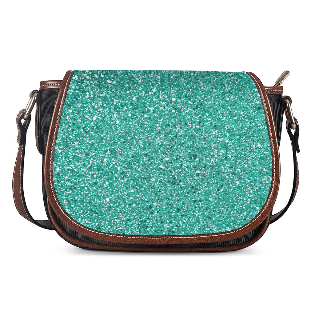 Teal (NOT Real) Glitter Print Saddle Bag