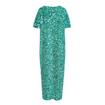 Teal (NOT Real) Glitter Print Short Sleeve Long Nightdress