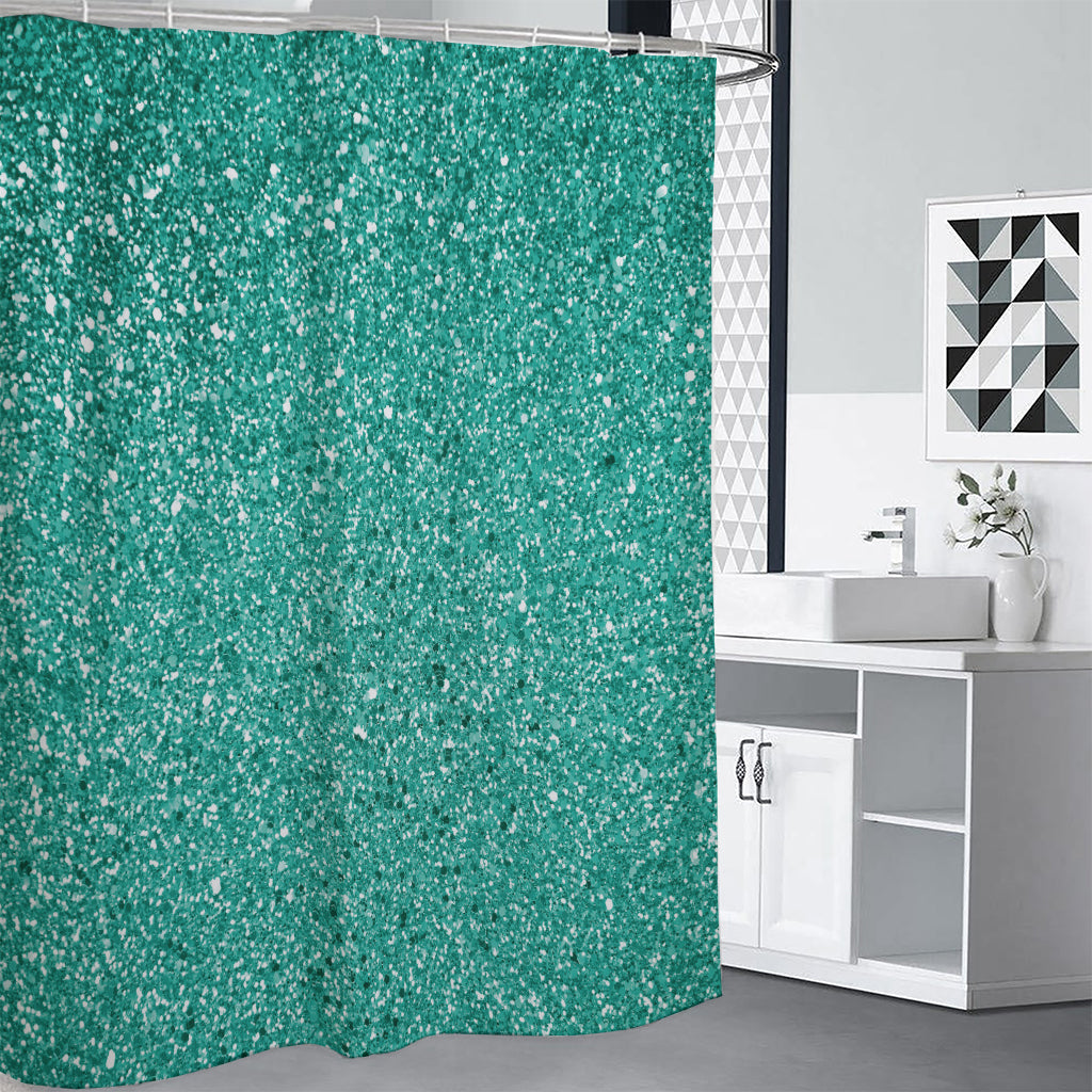 Teal (NOT Real) Glitter Print Shower Curtain