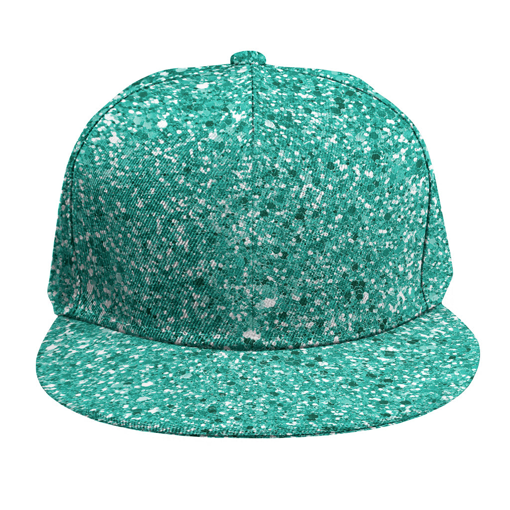 Teal (NOT Real) Glitter Print Snapback Cap