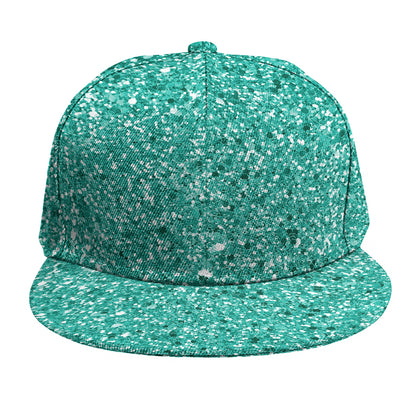 Teal (NOT Real) Glitter Print Snapback Cap