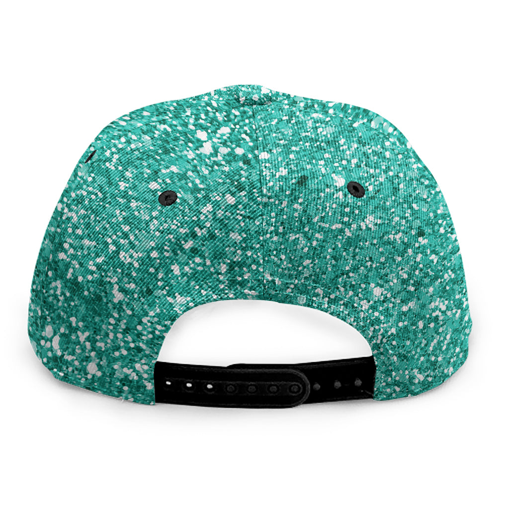 Teal (NOT Real) Glitter Print Snapback Cap