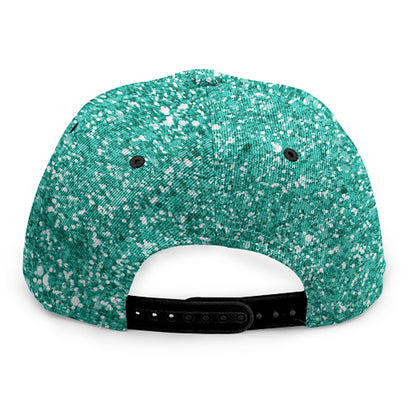 Teal (NOT Real) Glitter Print Snapback Cap