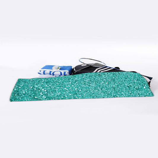 Teal (NOT Real) Glitter Print Sports Towel