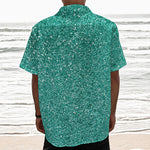 Teal (NOT Real) Glitter Print Textured Short Sleeve Shirt