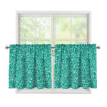 Teal (NOT Real) Glitter Print Tier Curtains