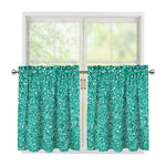 Teal (NOT Real) Glitter Print Tier Curtains
