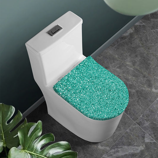 Teal (NOT Real) Glitter Print Toilet Lid Cover